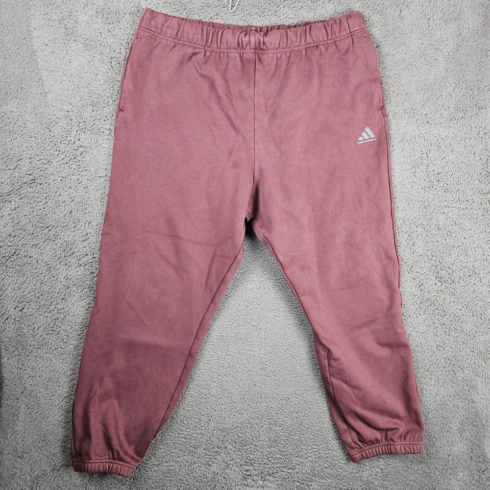 Adidas Basketball Mens 2XL Maroon Fleece Lined Sweatpants Baggy Joggers Maroon
